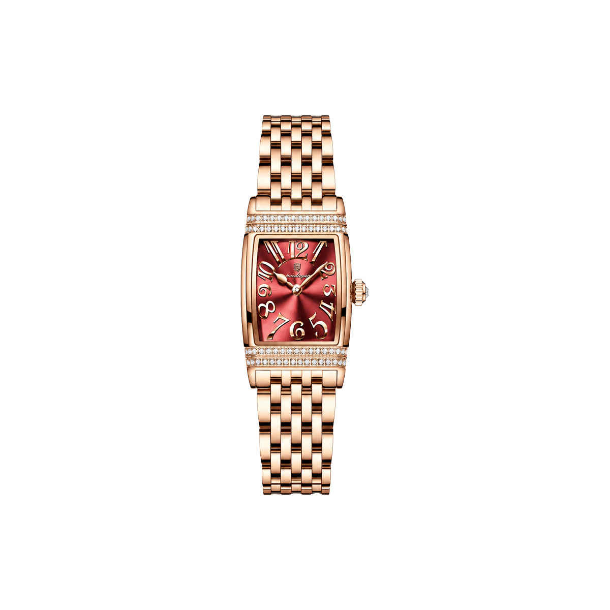 Poedagar 799 Women's Luxury Watch | Square Rose Red Design