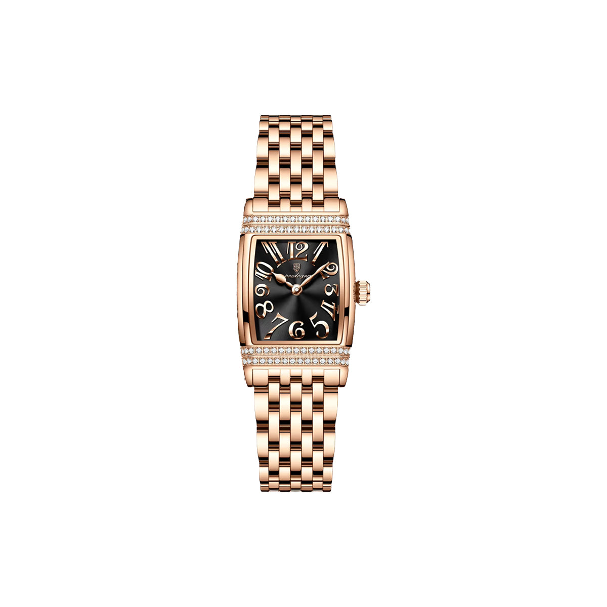 Poedagar 799 Women's Luxury Watch | Square Rose Black Design