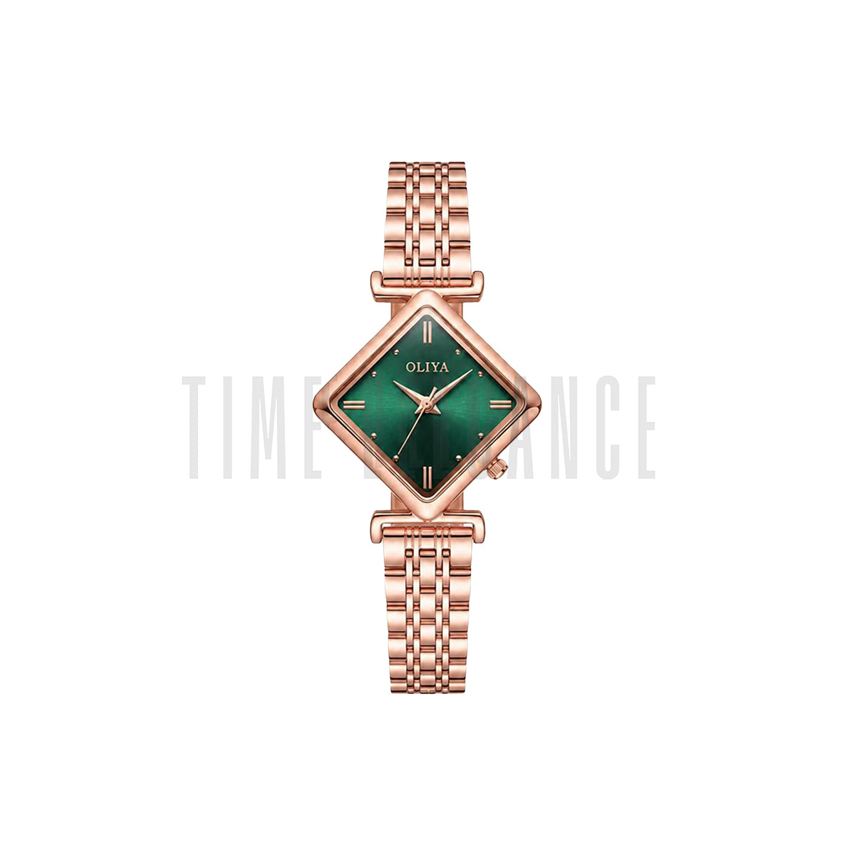 OLIYA 6819 Women’s Diamond-Shaped Rose Green Dial Quartz Watch – Simple Casual Fashion Wristwatch