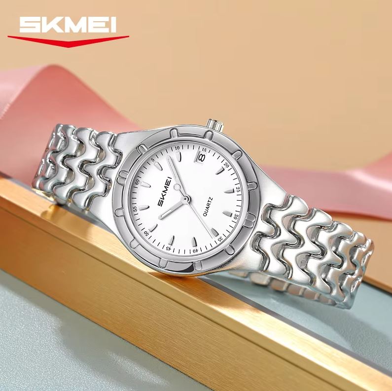 SKMEI 2637 Women’s Luxury Quartz Watch Silver White – Elegant Custom Logo Waterproof Fashion Wristwatch