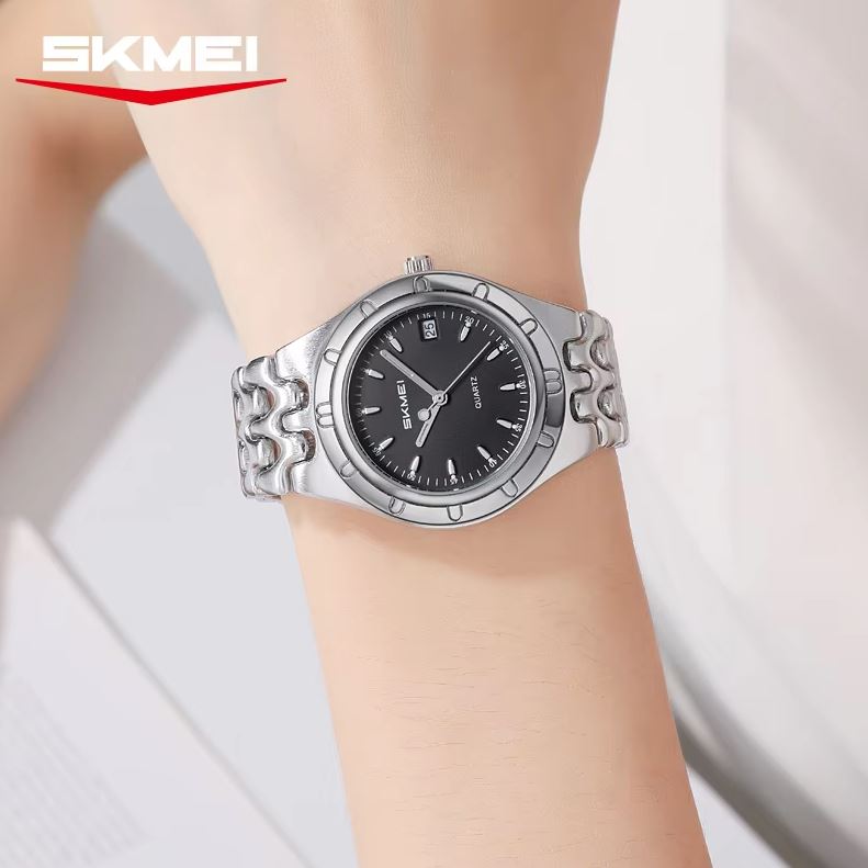 SKMEI 2637 Women’s Luxury Quartz Watch Silver Black – Elegant Custom Logo Waterproof Fashion Wristwatch