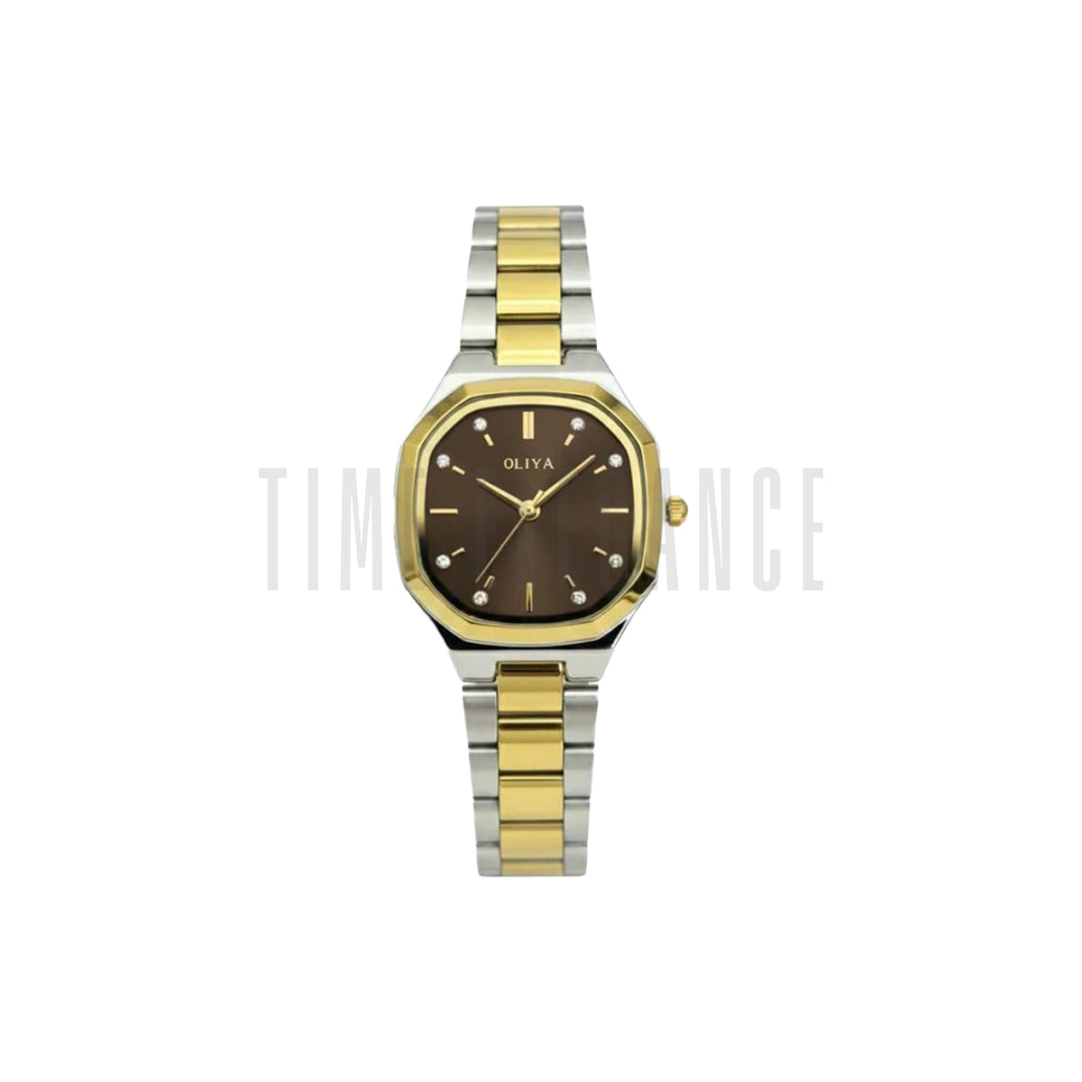 OLIYA 831 Women’s Polygon Quartz Watch Brown Dial – Stainless Steel Strap Analog Wristwatch