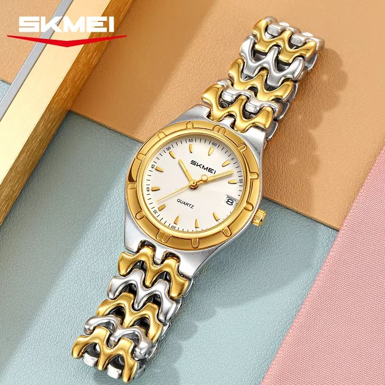 SKMEI 2637 Women’s Luxury Quartz Watch silver gold – Elegant Custom Logo Waterproof Fashion Wristwatch