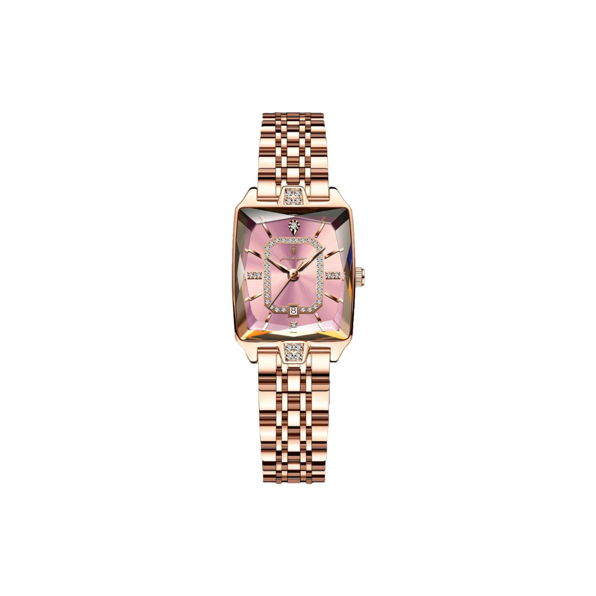 Poedagar 785 Pink Dial— Women’s Waterproof Rectangle Luxury Quartz Watch