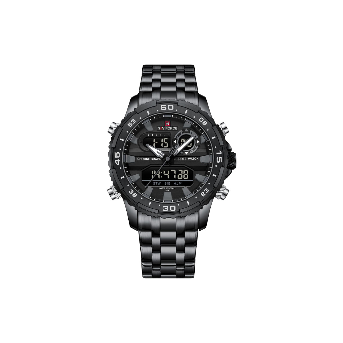 Naviforce 9234 stainless steel strap wristwatch side angle