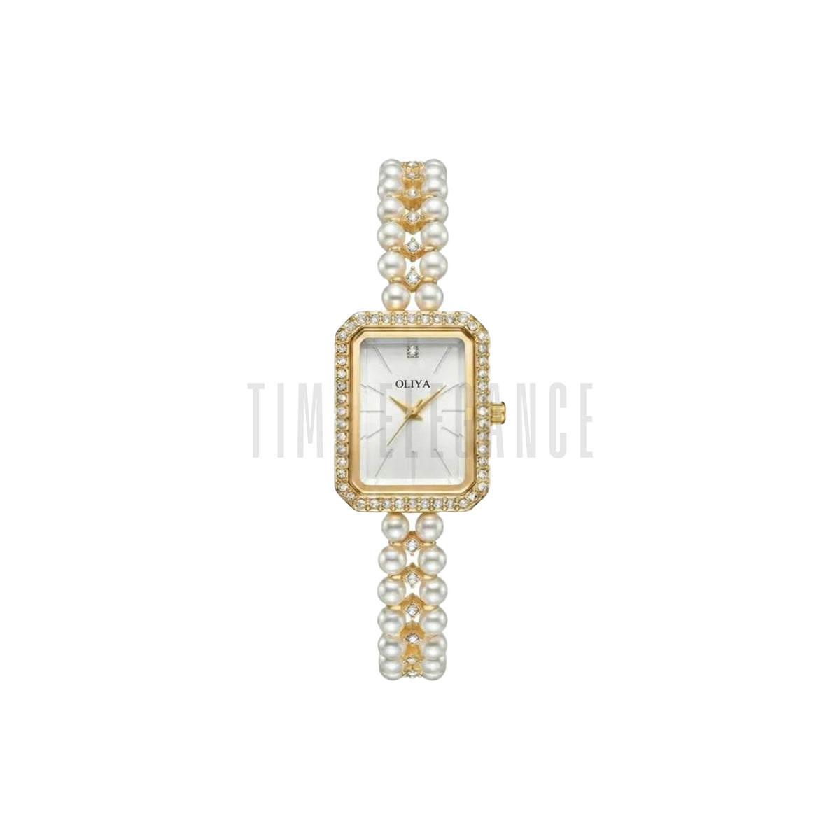 OLIYA 186 Women’s Square Pearl Strap Watch White Dial– Elegant Jewelry Bracelet Quartz Wristwatch