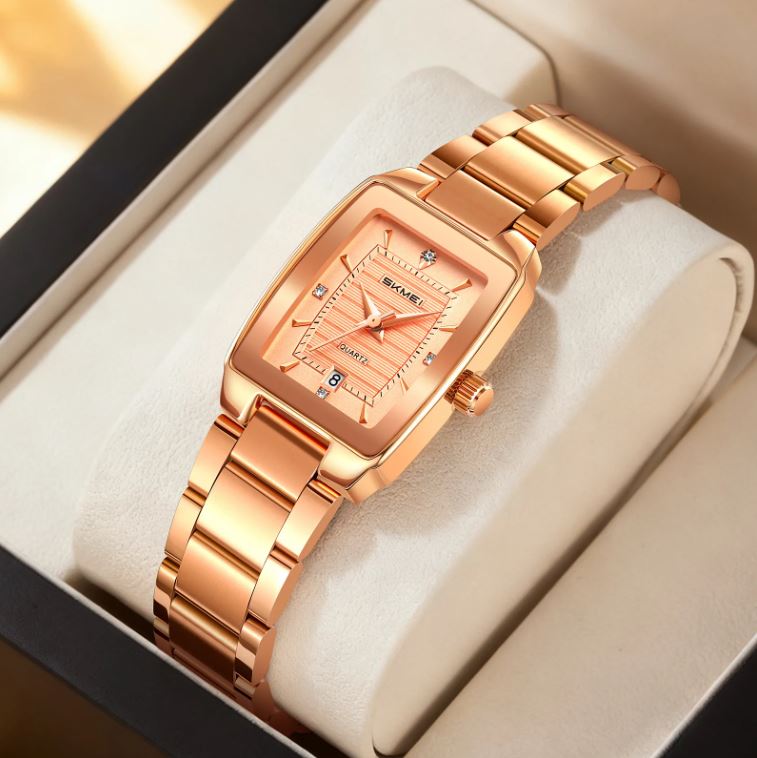 Rose gold watch in a box