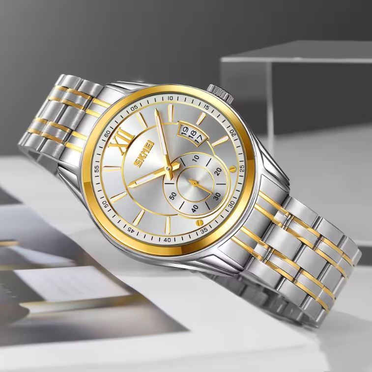SKMEI 9319 Men’s Quartz Watch – 42.5mm Business Fashion Stainless Steel Band
