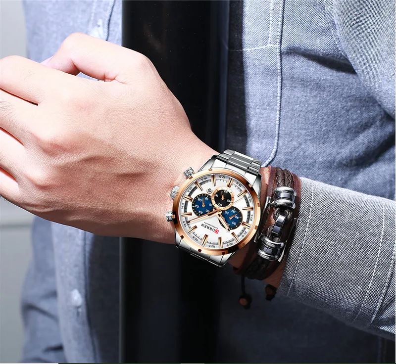 CURREN 8355 Fashion Stainless Steel Bracelet and Clasp