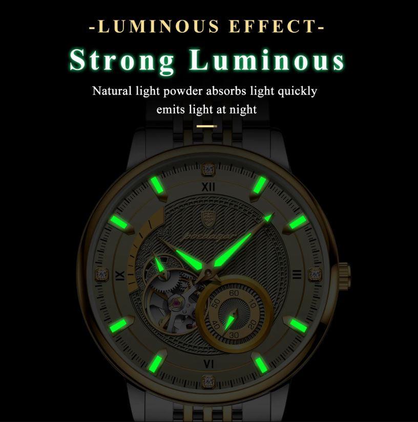 Watch with strong luminous effect on a black background