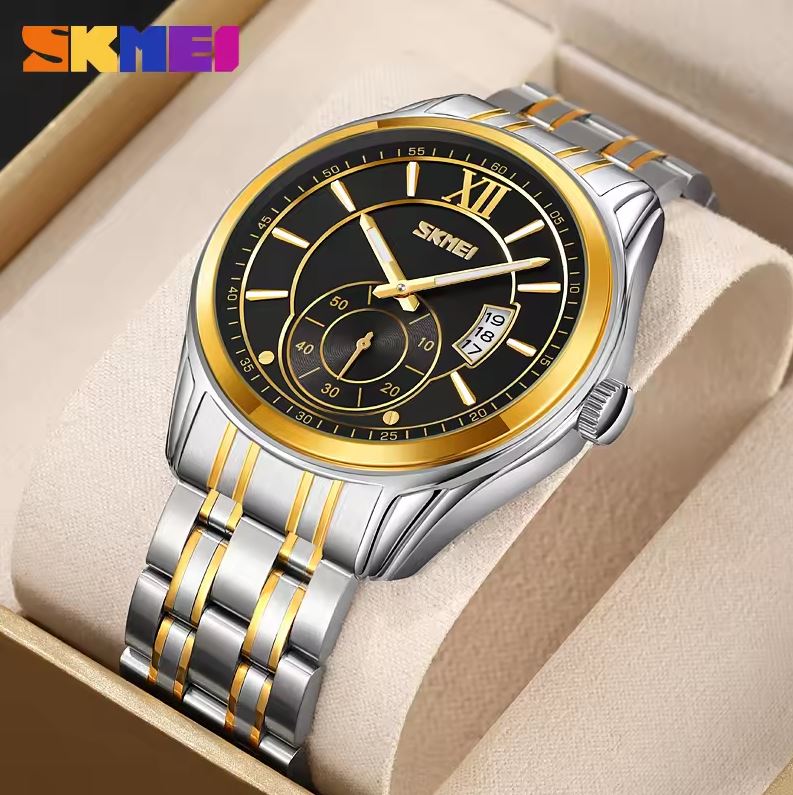 SKMEI 9319 Men’s Quartz Watch – 42.5mm Business Fashion Stainless Steel Band