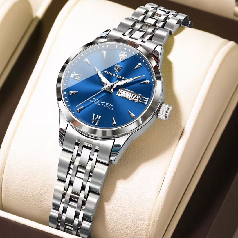 POEDAGAR 504 Women’s Quartz Watch Silver Blue – Stainless Steel Band & Complete Calendar Design (Copy) (Copy) (Copy) (Copy) (Copy) (Copy) (Copy)