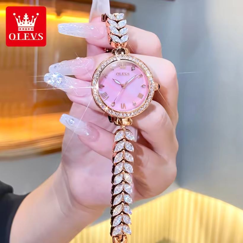 OLEVS 9971 Ladies Diamond Design Luxury Quartz Watch – Bling Crystal Jewelry Wristwatch