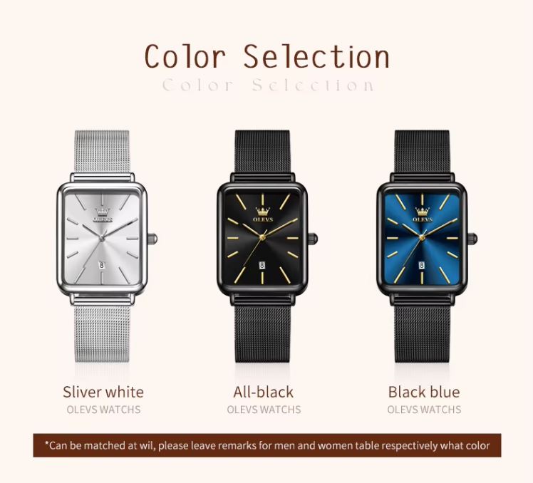 Three watches with different color options on a white background