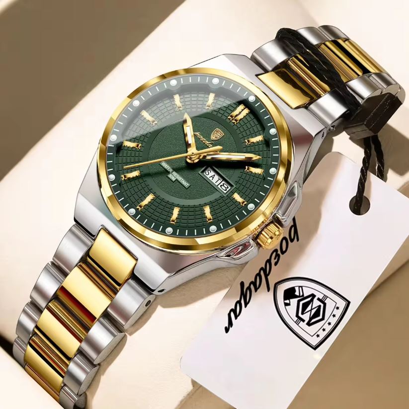 POEDAGAR 796 Women’s Quartz Watch – Day Date, Luminous Two Tone Green