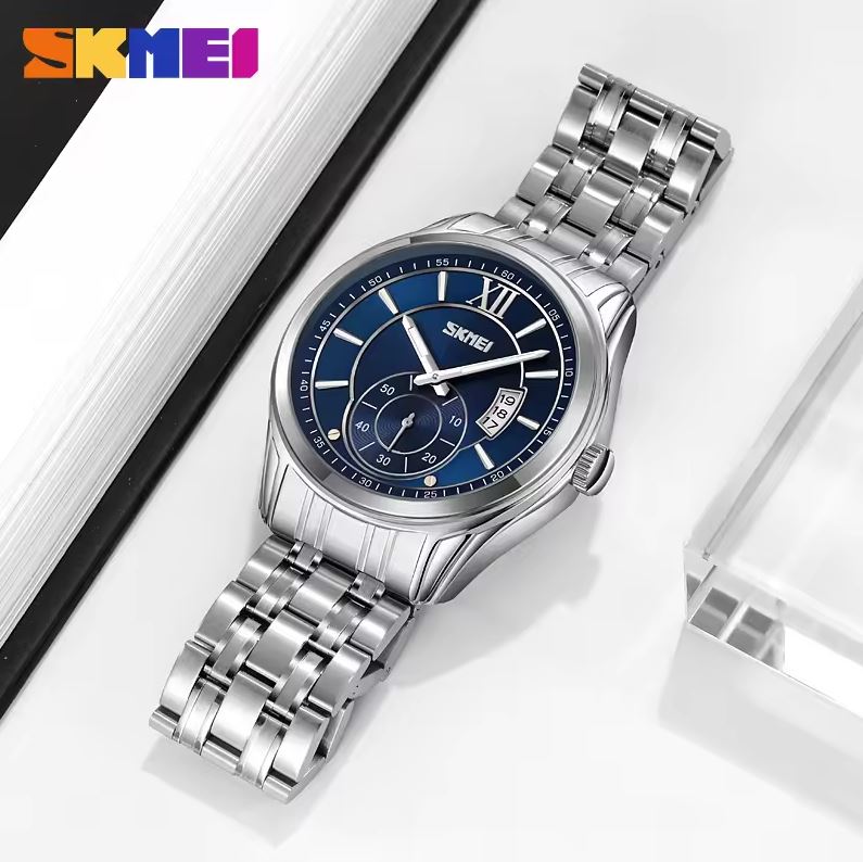 SKMEI 9319 Men’s Quartz Watch – 42.5mm Business Fashion Stainless Steel Band