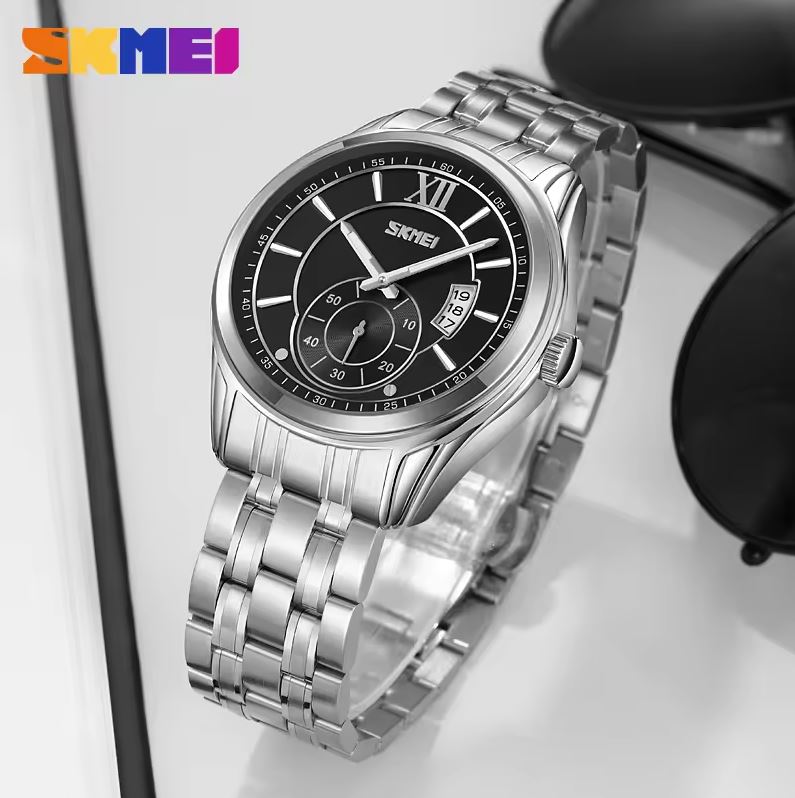 SKMEI 9319 Men’s Quartz Watch – 42.5mm Business Fashion Stainless Steel Band