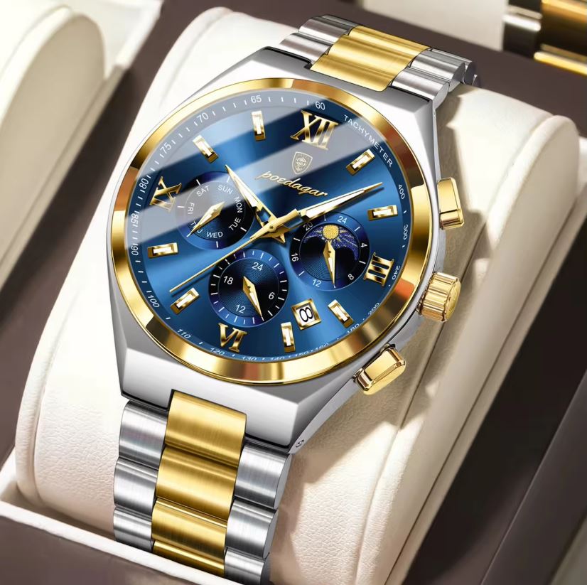 POEDAGAR 688 men’s fashion stainless steel watch Blue dial