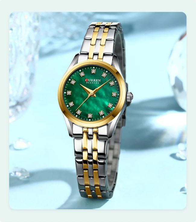 CURREN 9111 Women’s Luxury Watch Green – Slim Elegant Style