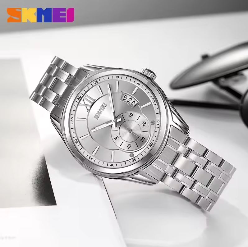 SKMEI 9319 Men’s Quartz Watch – 42.5mm Business Fashion Stainless Steel Band