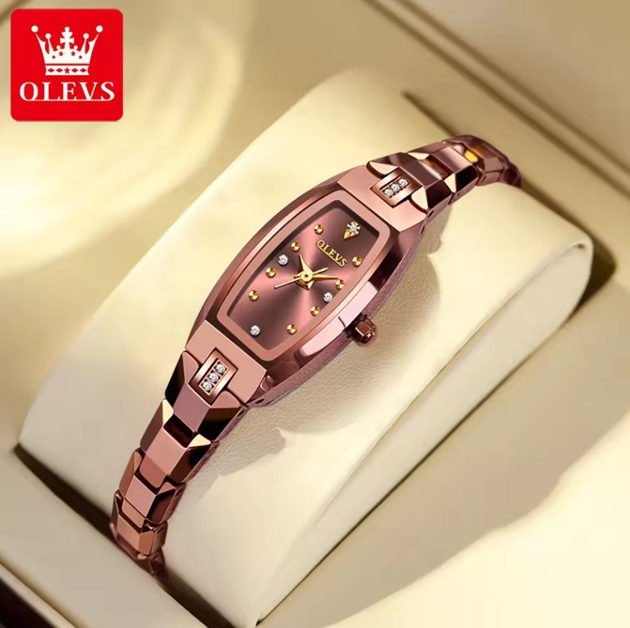 OLEVS 5501 fashion casual watch tungsten steel band close up