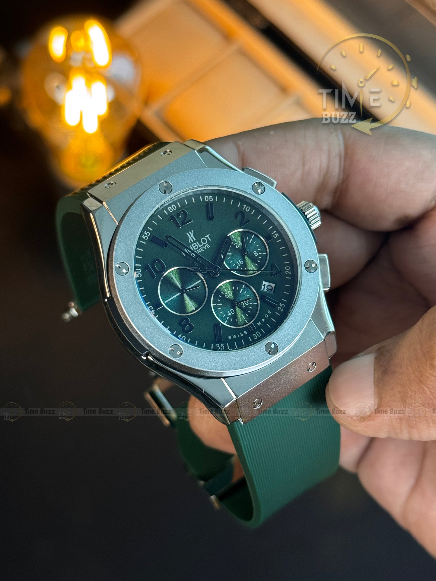 Hublot Classic Fusion Chronograph Men’s Watch – Green Dial & Green Silicone Strap