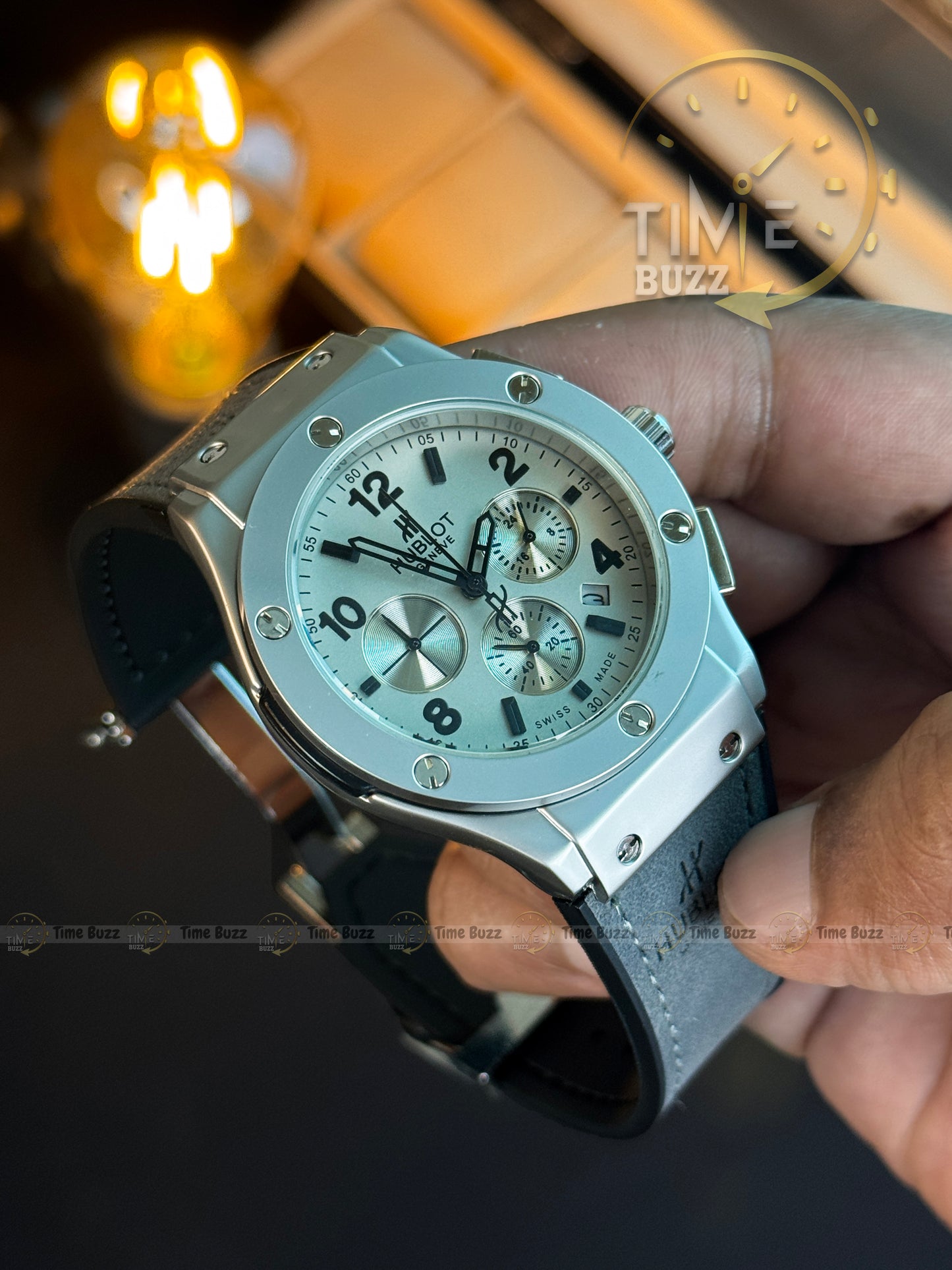 Hublot Big Bang Chronograph Men’s Watch – Silver Dial & Grey Strap