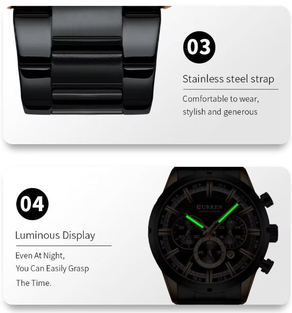 CURREN 8355 Silver and Blue Chronograph Watch Design