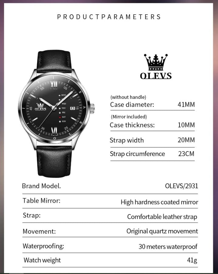 OLEVS-2931 Classic Waterproof Sport Watch for Men