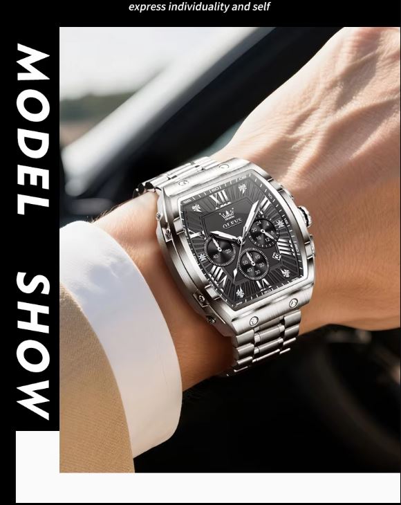 Luxury watch on a wrist with a blurred background