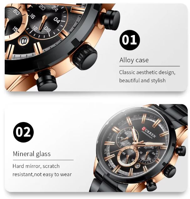 CURREN 8355 Durable Stainless Steel Back Case