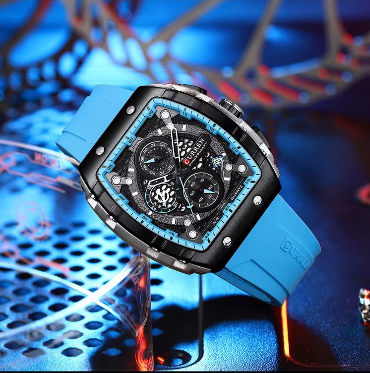 CURREN 8442 Men’s Chronograph Watch — Waterproof Sport Silicone Strap