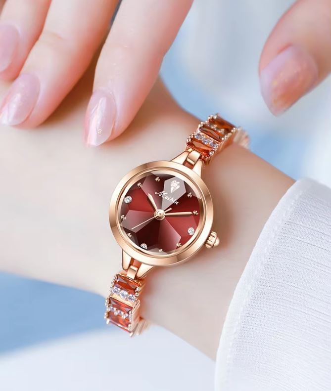MEIBIN 1690 Women’s Fashion Bracelet Watch Red – Waterproof Quartz Jewelry Wristwatch
