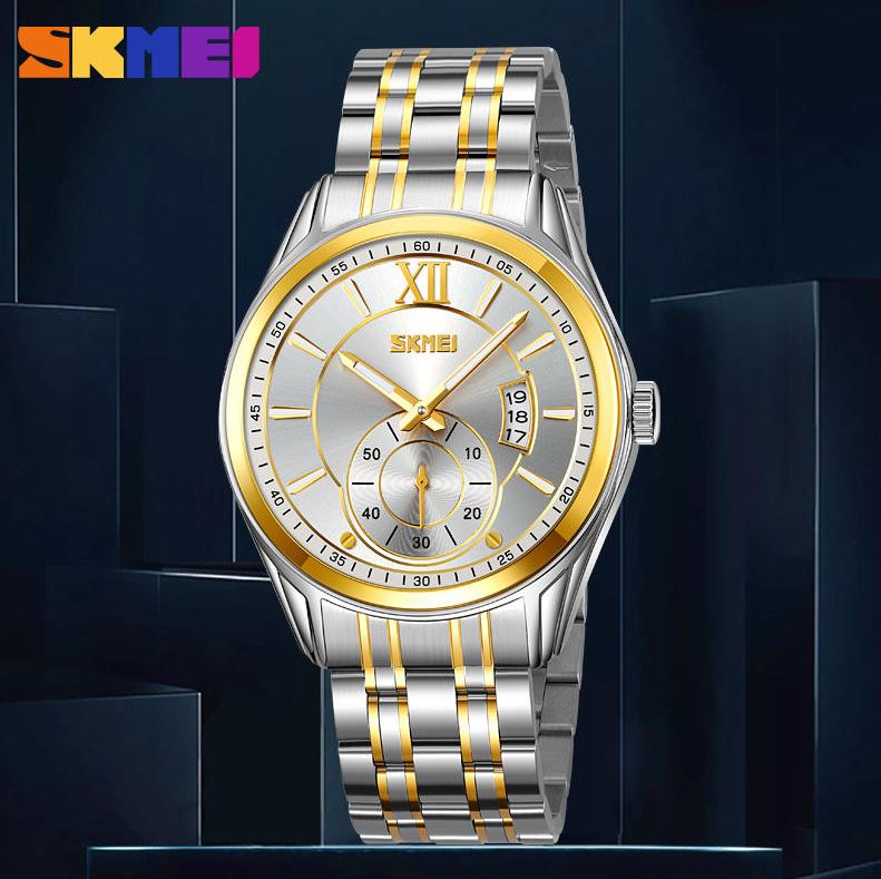 SKMEI 9319 Men’s Quartz Watch – 42.5mm Business Fashion Stainless Steel Band