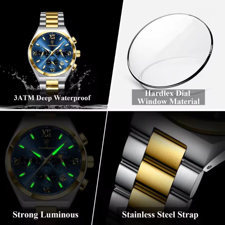 POEDAGAR 688 men’s fashion stainless steel watch Luminous