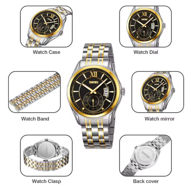 SKMEI 9319 Men’s Quartz Watch – 42.5mm Business Fashion Stainless Steel Band