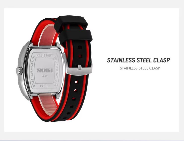 SKMEI 9364 Men’s Quartz Watch – Classic Silicone Strap Waterproof Wristwatch
