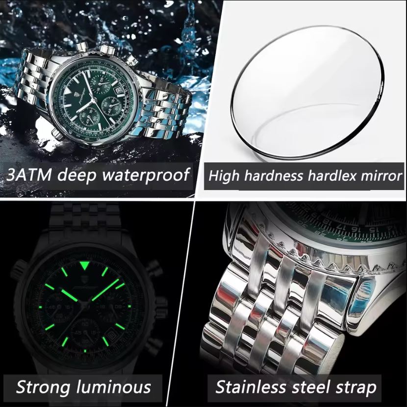 POEDAGAR 960 durable waterproof chronograph watch for men