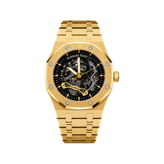 Audemars Piguet Gold Skeleton Automatic Men’s Watch with Integrated Metal Bracelet