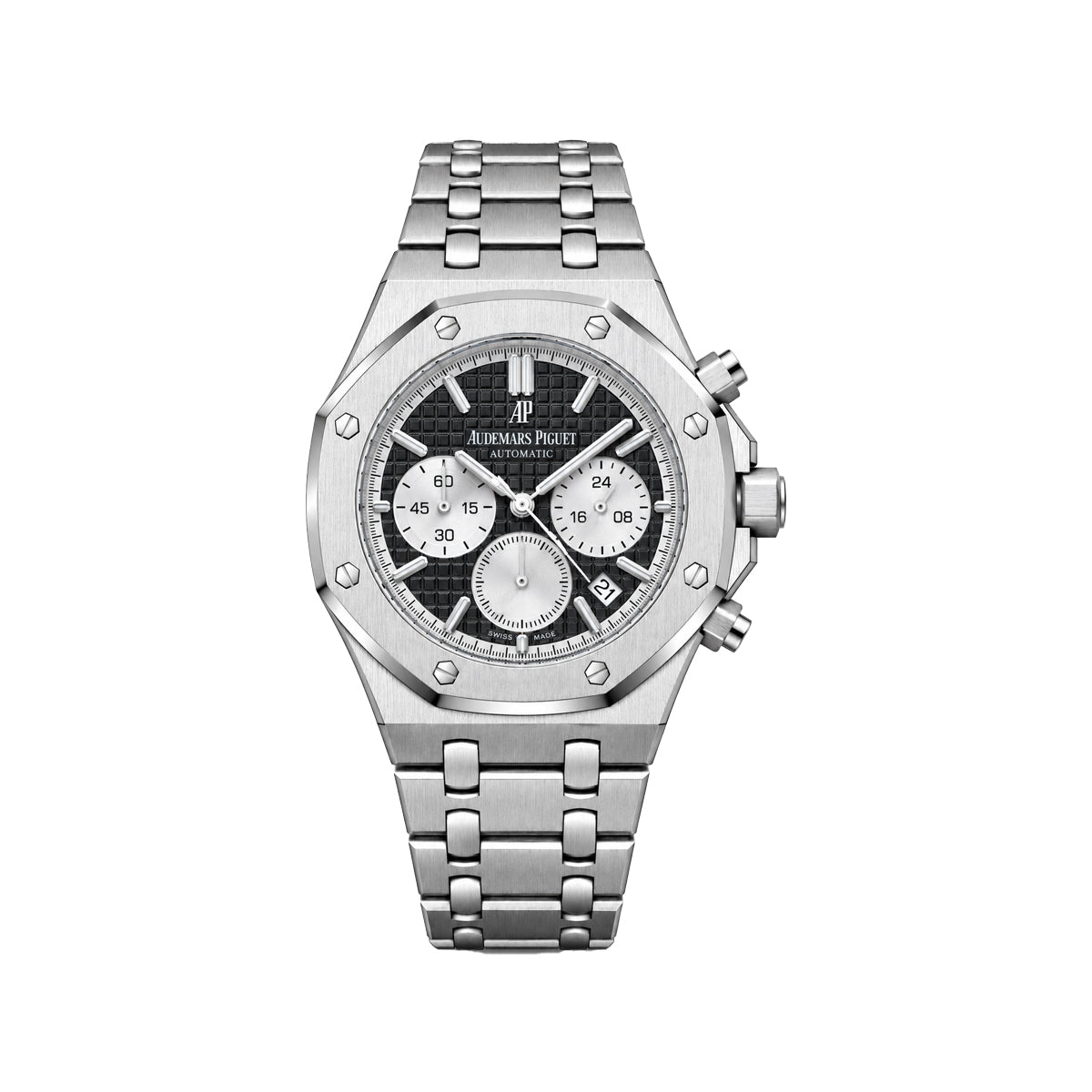 Audemars Piguet Royal Oak Style Chronograph Men's Watch – Black Dial & Steel Bracelet