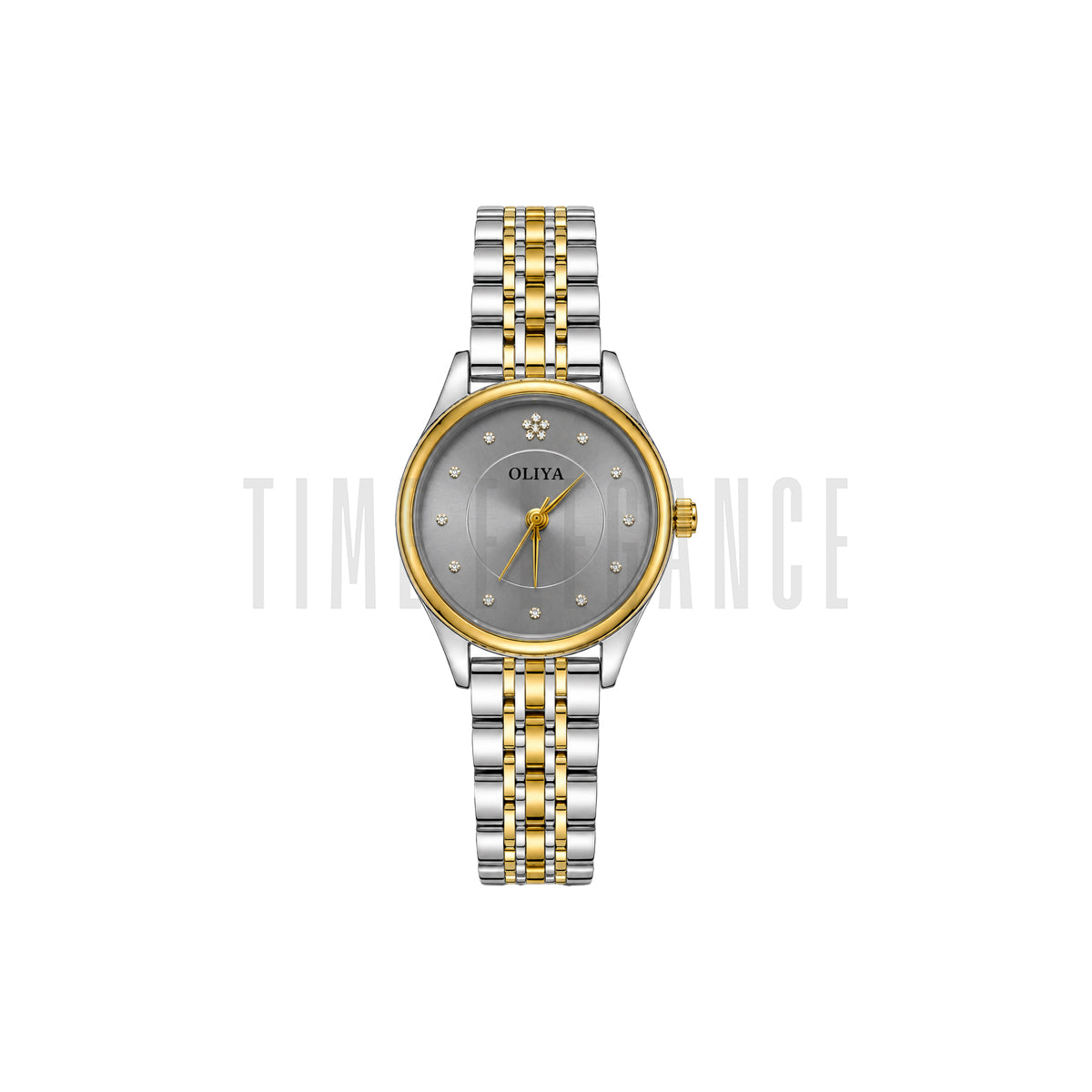 OLIYA 6658 Women’s Ash Round Dial Watch – Gold Silver Bracelet