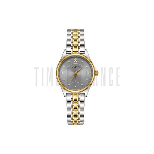 OLIYA 6658 Women’s Ash Round Dial Watch – Gold Silver Bracelet