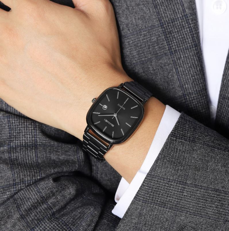 SKMEI 2551 Men’s Quartz Watch Black – Stainless Steel Cartoon Style Water Resistant Wristwatch