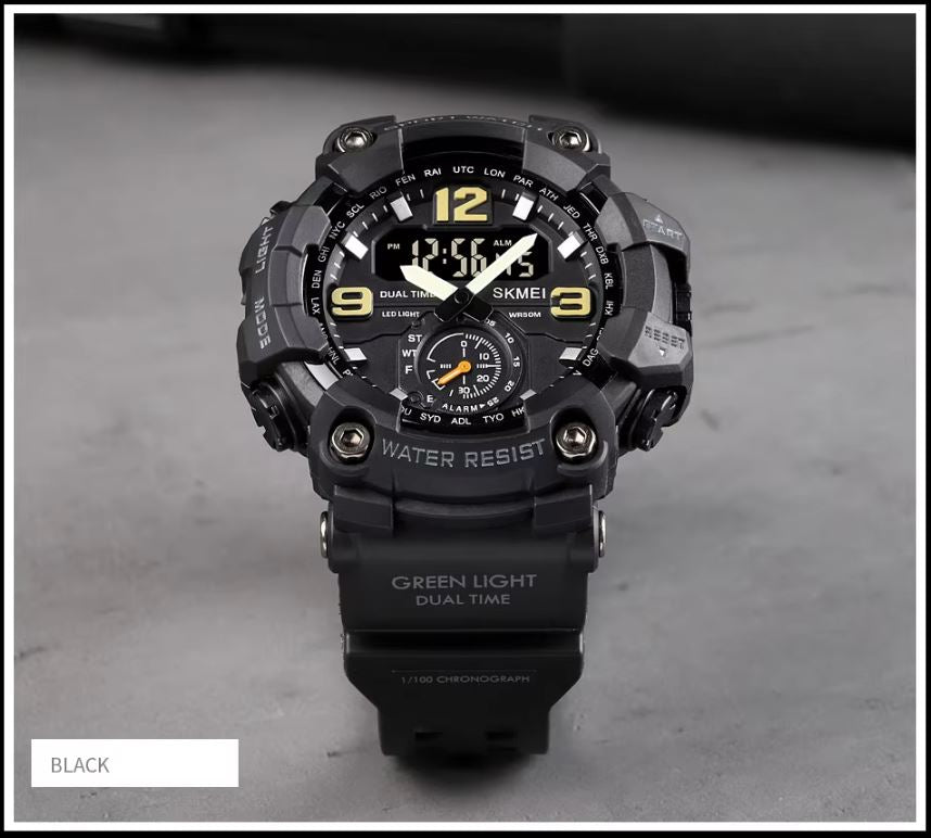SKMEI 1637 Men’s Analog Digital Sports Watch Black – 50M Waterproof
