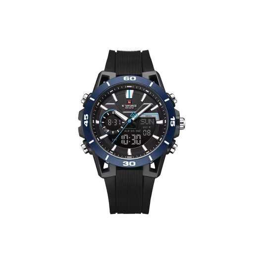 NAVIFORCE 7135 Men’s Dual Display Sports Watch Black Blue– Luminous 50M Waterproof Digital Quartz Wristwatch