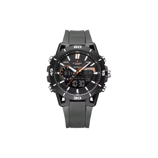 NAVIFORCE 7135 Men’s Dual Display Sports Watch Black Grey– Luminous 50M Waterproof Digital Quartz Wristwatch