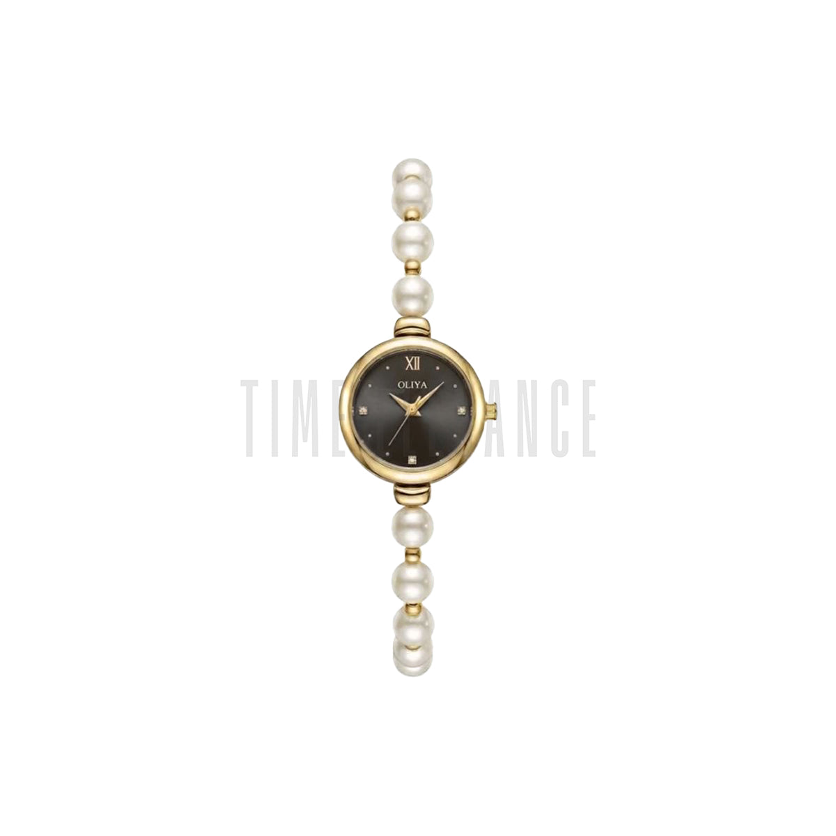 OLIYA 993 Women’s Pearl Bracelet Watch – Elegant Black Dial Quartz Wristwatch