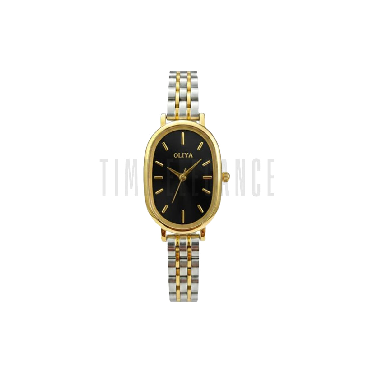 OLIYA 2015 Women’s Oval Quartz Watch Black Dial – Classic Stainless Steel Fashion Wristwatch