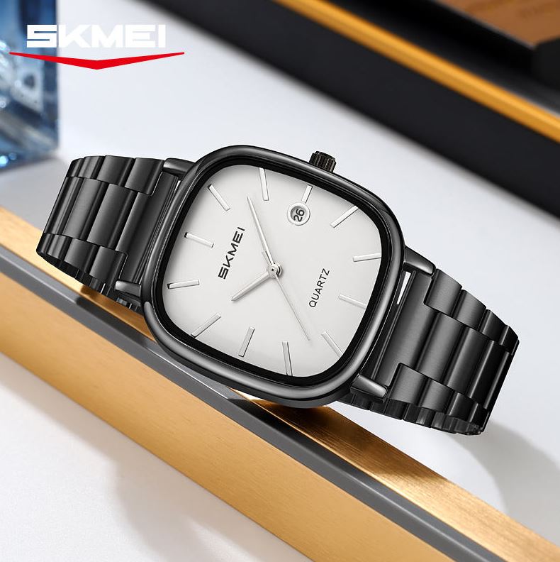 SKMEI 2551 Men’s Quartz Watch Black White – Stainless Steel Cartoon Style Water Resistant Wristwatch