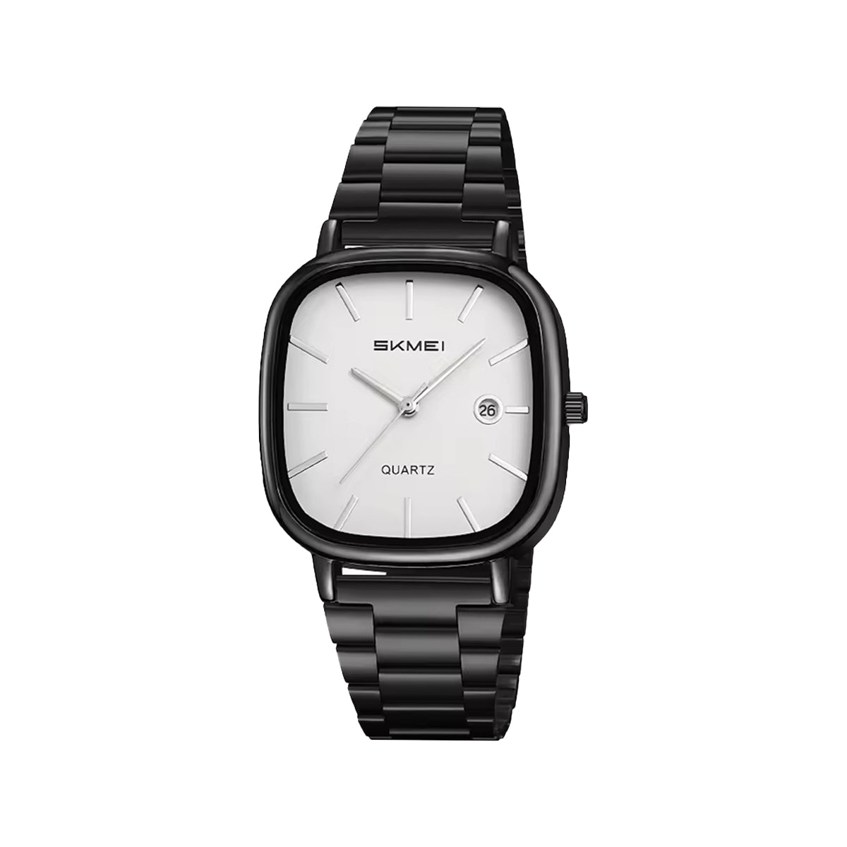 SKMEI 2551 Men’s Quartz Watch Black White – Stainless Steel Cartoon Style Water Resistant Wristwatch